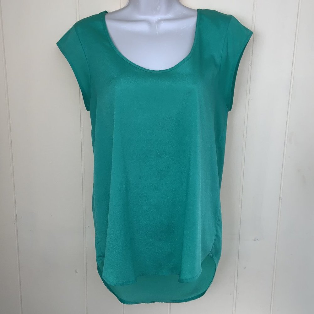 14TH & UNION Green Cap Short Sleeve Shirt Top XS